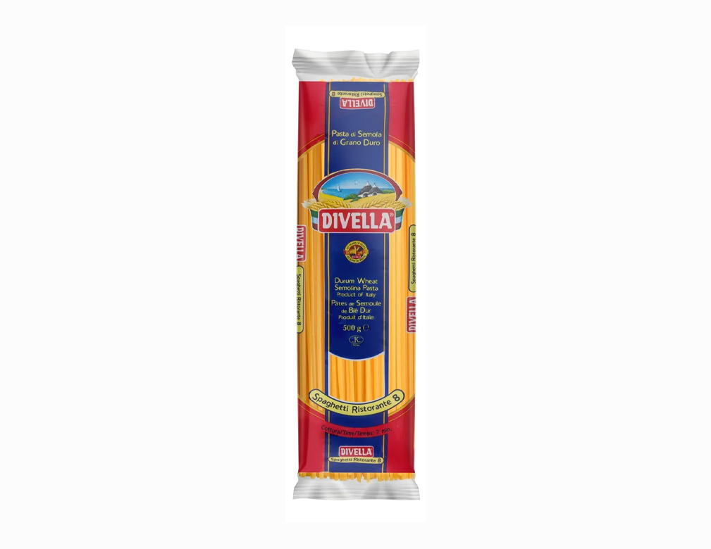 MACARRÃO ESPAGUETE Nº 8 GRANO DURO DIVELLA 500 G (CX 24 UN)